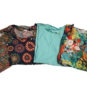Floral and Solid Women's Tops Set 4 Shirts - XL/1X